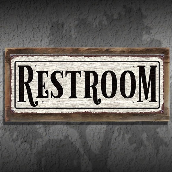 Treehouse Customs Handmade Restroom Sign 7” x 16.9” Distressed Rustic Wood Back - Picture 4 of 12